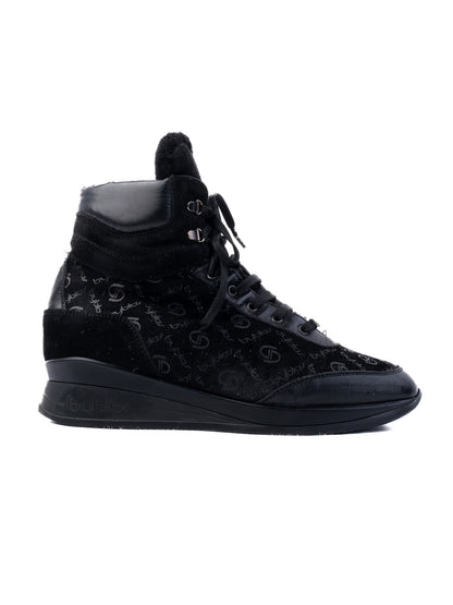 Excellent Byblos Black Leather High-Top Sneakers Size 38