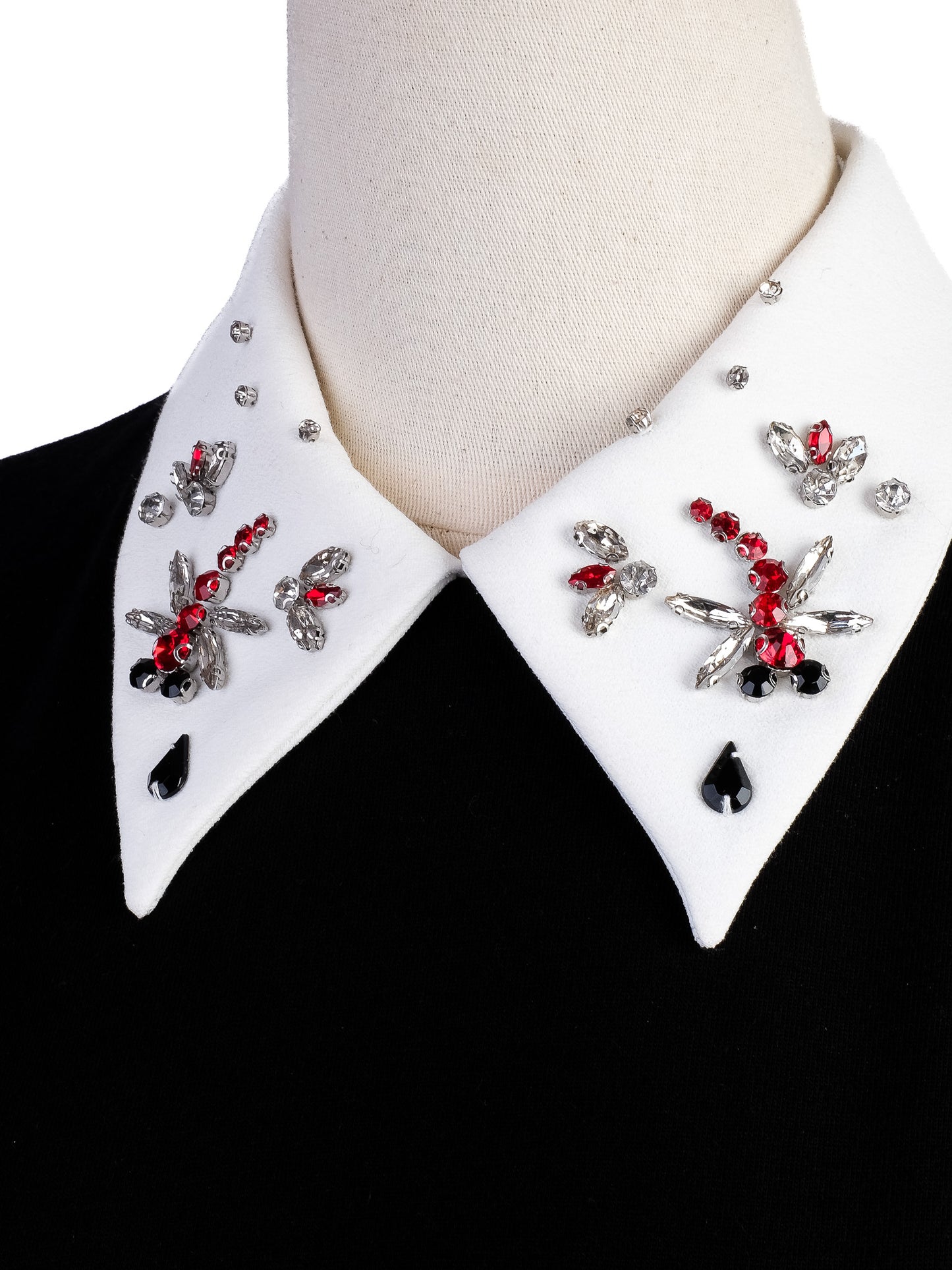 excellent maje black short-sleeved shirt with embroidered collar