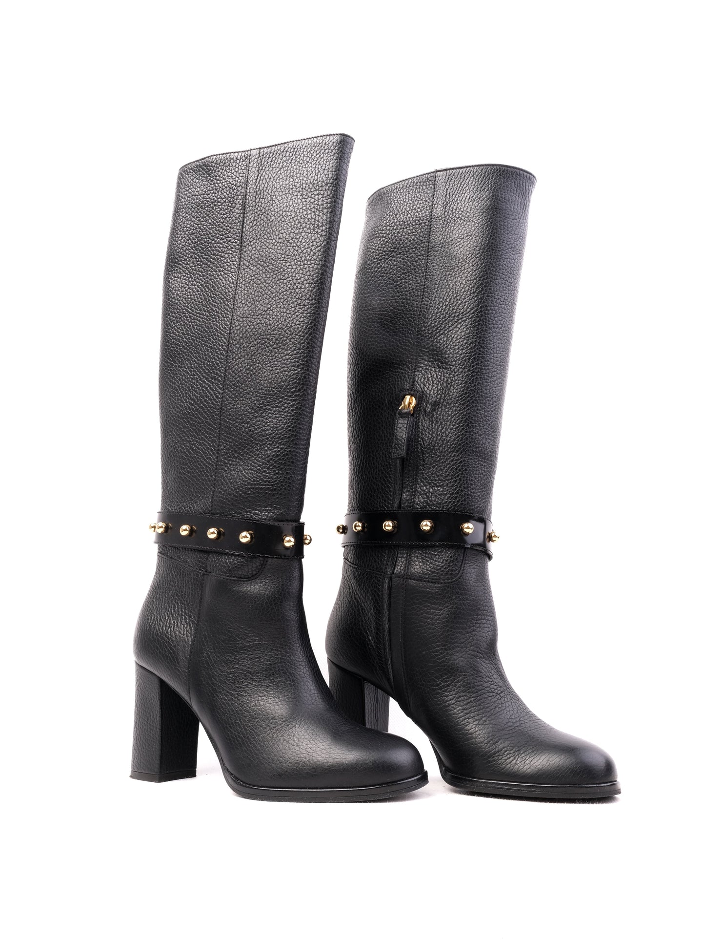 excellent moschino black leather knee-high boots size 36