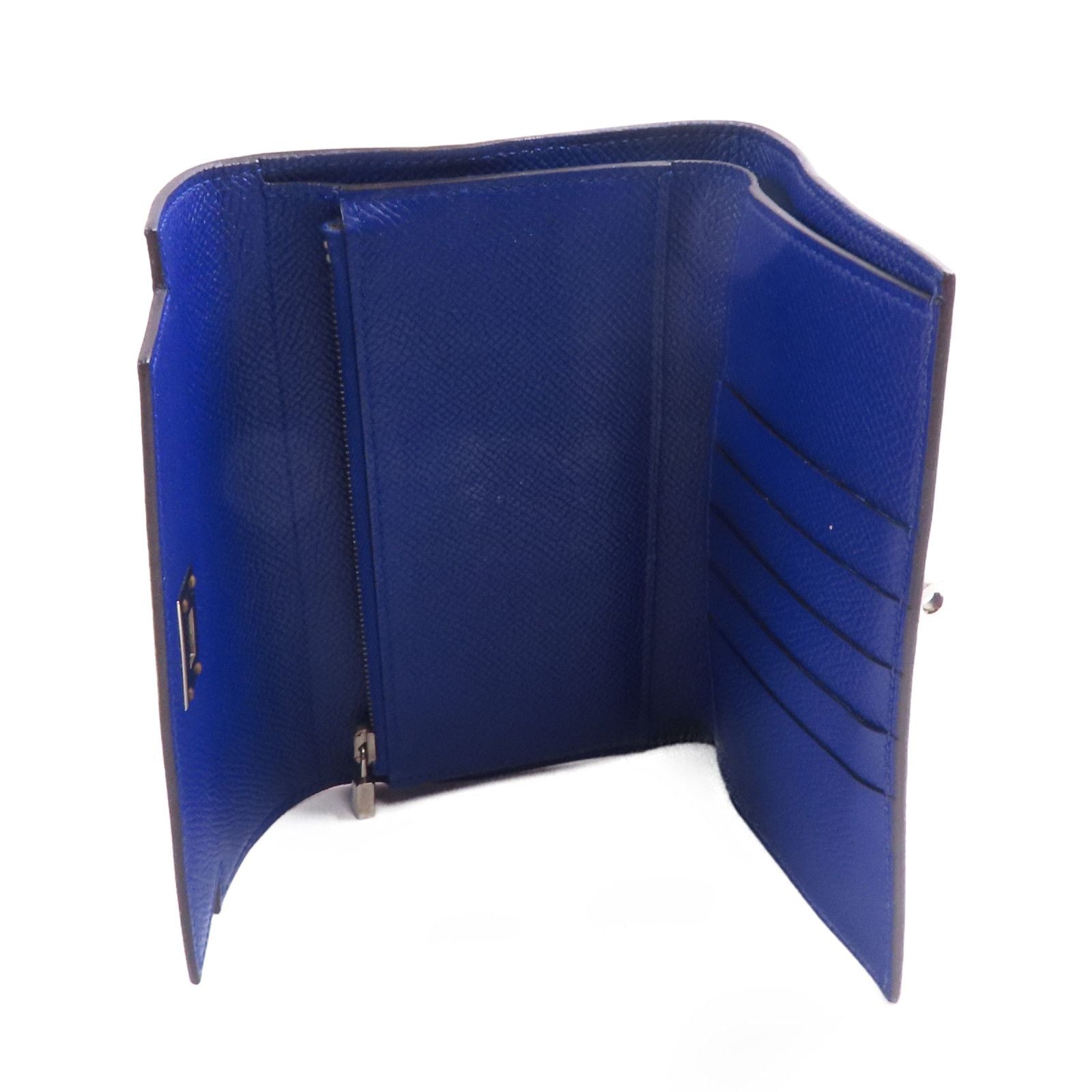 Hermes Epsom Leather Kelly Wallet Ginpaku Chosenbao Bleu Electrique Tri-Fold Long Wallet Blue Electric Blue 7t/phw Epso