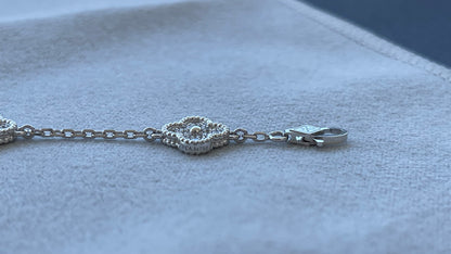 Van Cleef & Arpels Sweet Alhambra Diamond Pave 6 Motifs White Gold Bracelet