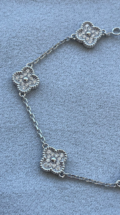Van Cleef & Arpels Sweet Alhambra Diamond Pave 6 Motifs White Gold Bracelet