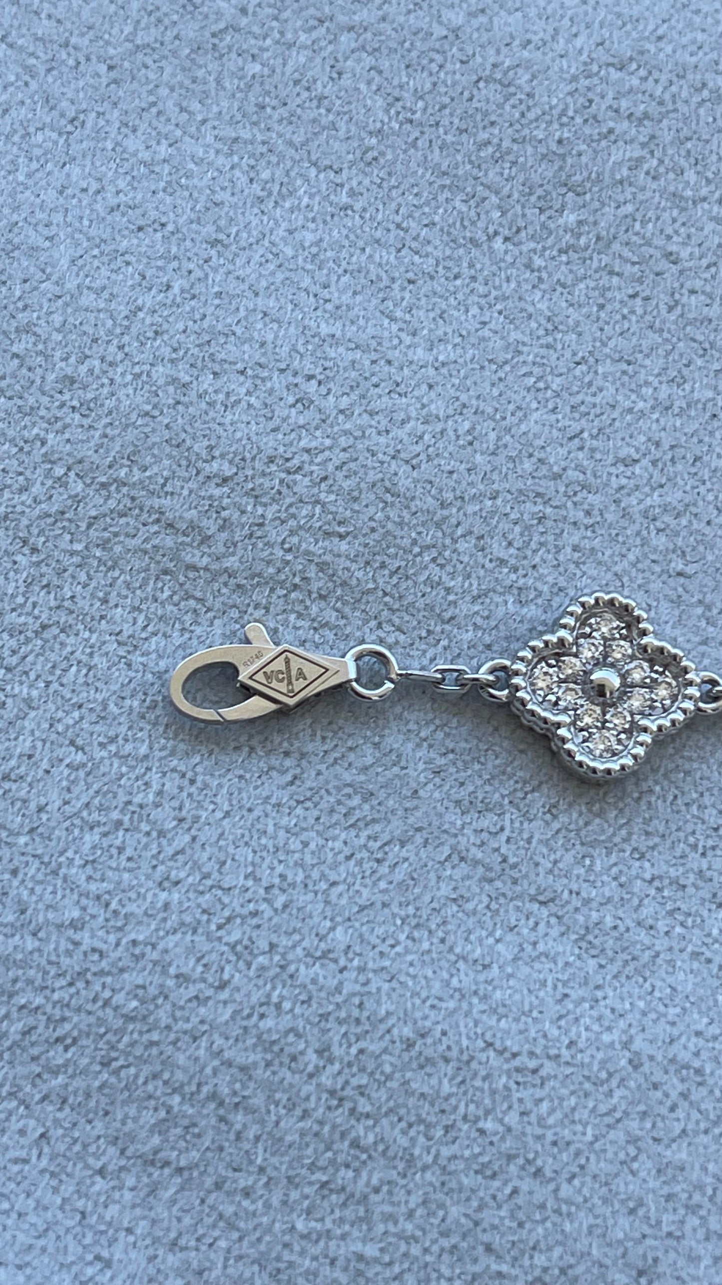 van cleef & arpels sweet alhambra diamond pave 6 motifs white gold bracelet
