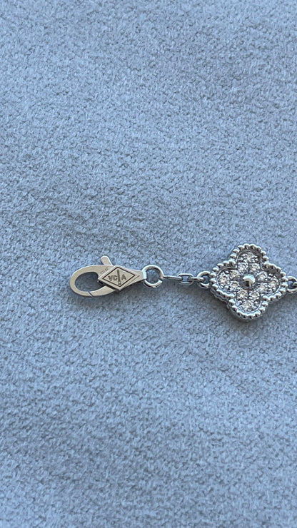 Van Cleef & Arpels Sweet Alhambra Diamond Pave 6 Motifs White Gold Bracelet