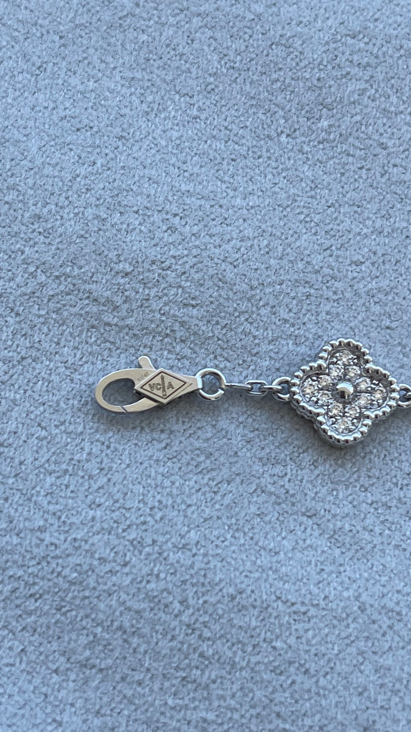 van cleef & arpels sweet alhambra diamond pave 6 motifs white gold bracelet