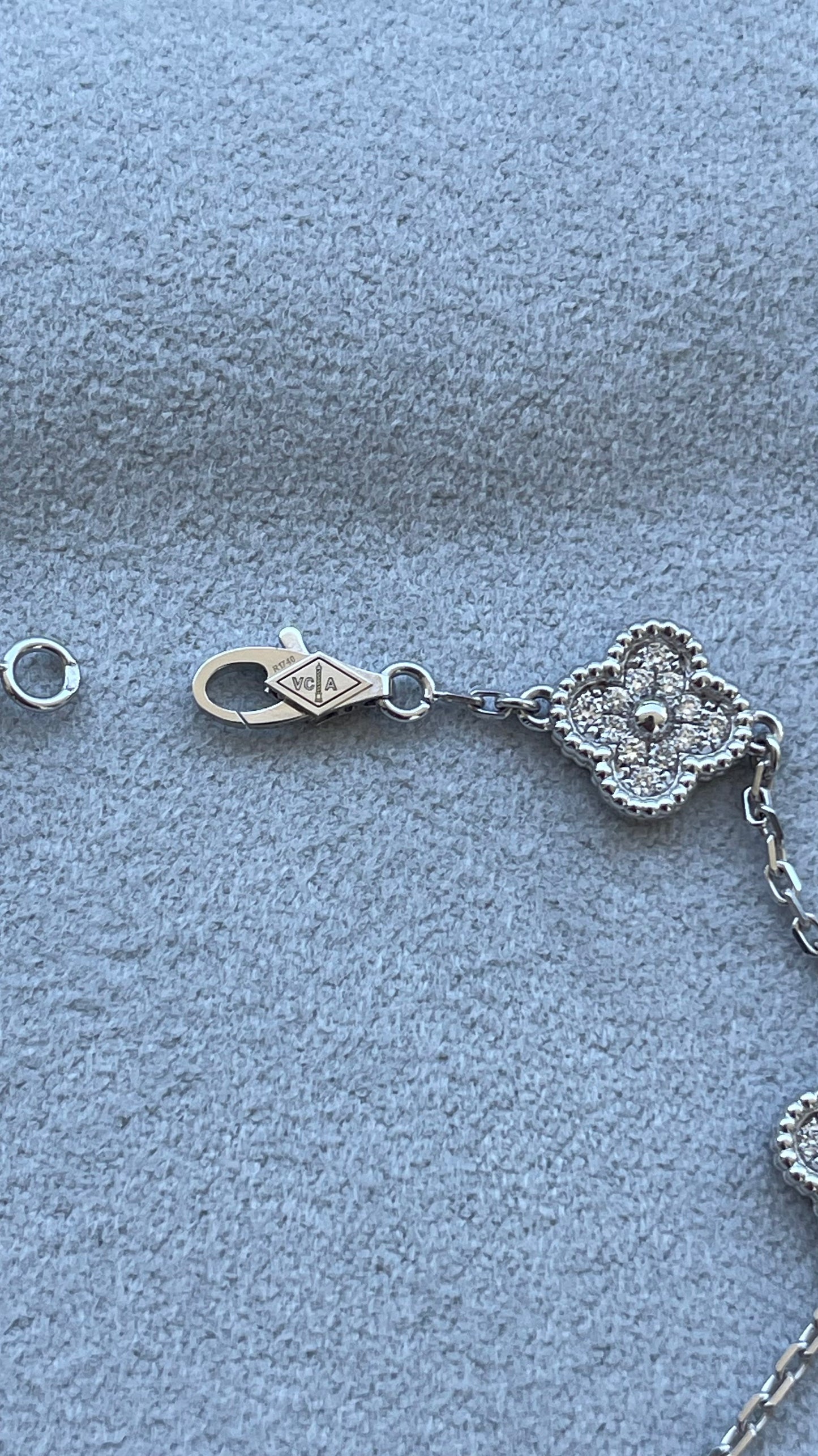 van cleef & arpels sweet alhambra diamond pave 6 motifs white gold bracelet