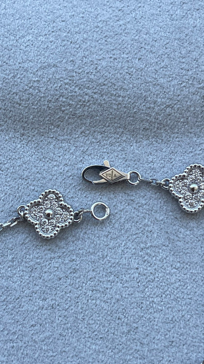 Van Cleef & Arpels Sweet Alhambra Diamond Pave 6 Motifs White Gold Bracelet