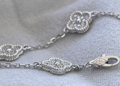 Van Cleef & Arpels Sweet Alhambra Diamond Pave 6 Motifs White Gold Bracelet