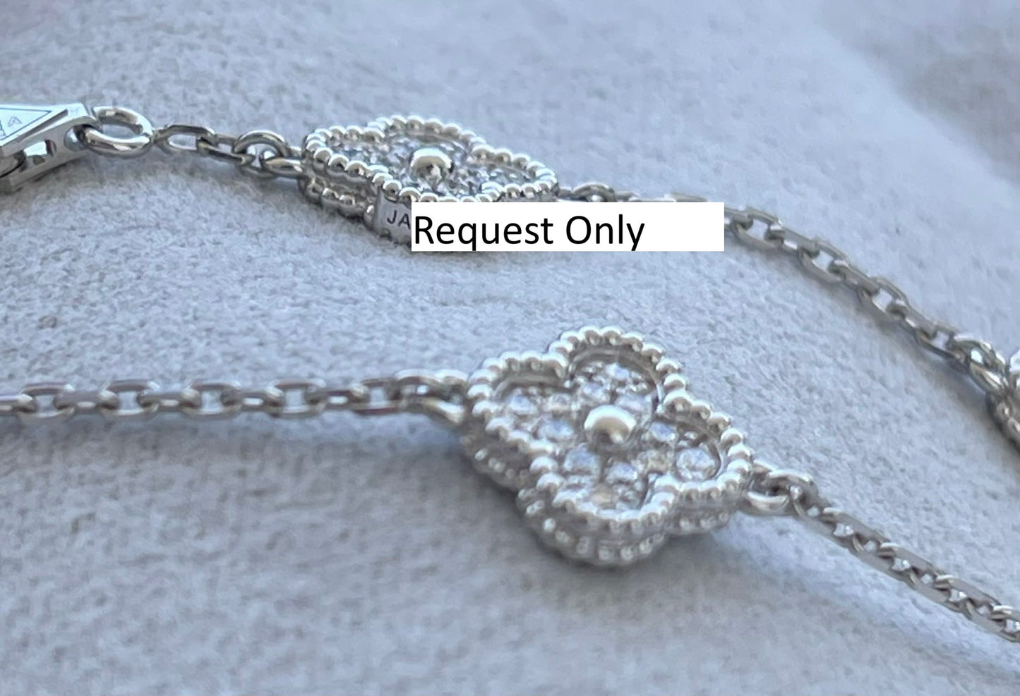 van cleef & arpels sweet alhambra diamond pave 6 motifs white gold bracelet