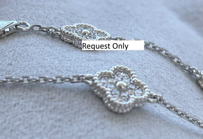 Van Cleef & Arpels Sweet Alhambra Diamond Pave 6 Motifs White Gold Bracelet