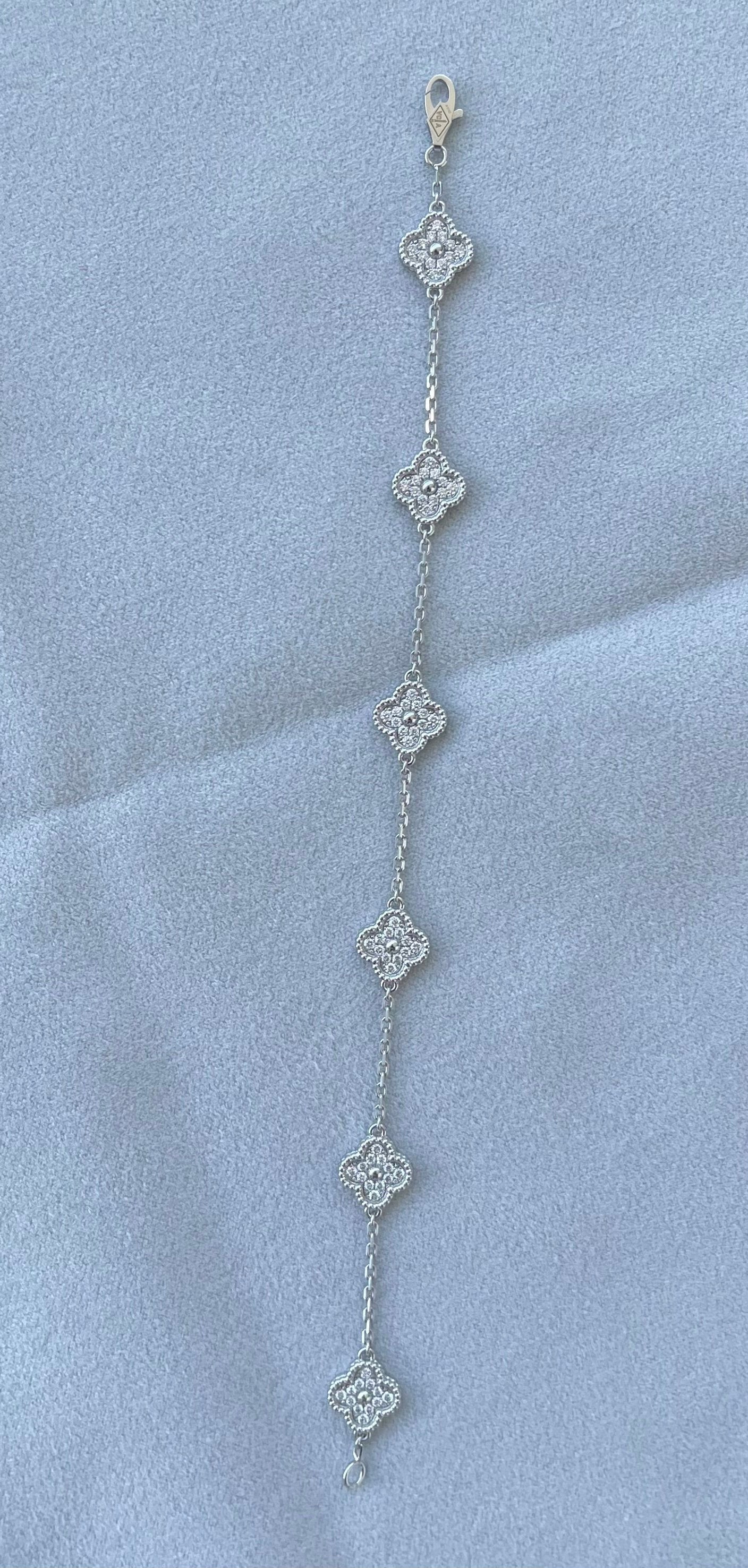 van cleef & arpels sweet alhambra diamond pave 6 motifs white gold bracelet