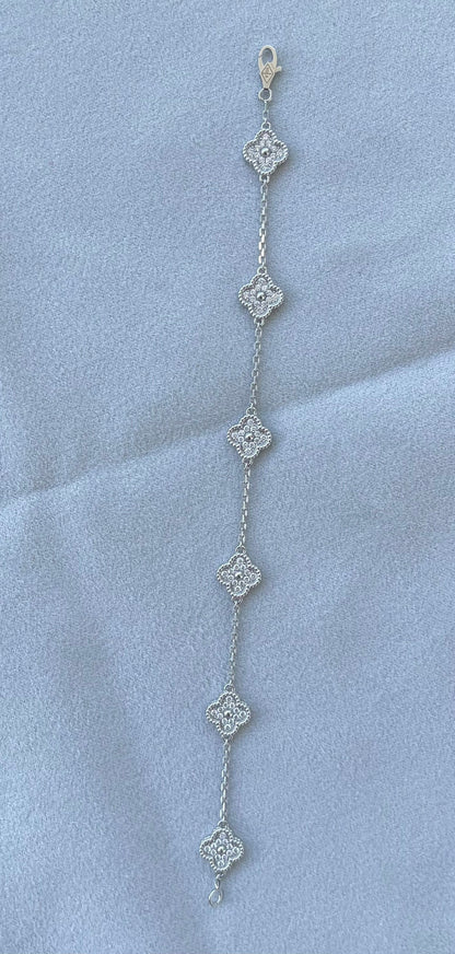 Van Cleef & Arpels Sweet Alhambra Diamond Pave 6 Motifs White Gold Bracelet