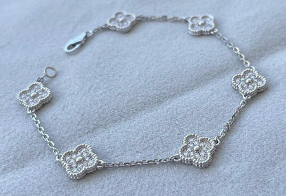 Van Cleef & Arpels Sweet Alhambra Diamond Pave 6 Motifs White Gold Bracelet