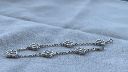 Van Cleef & Arpels Sweet Alhambra Diamond Pave 6 Motifs White Gold Bracelet
