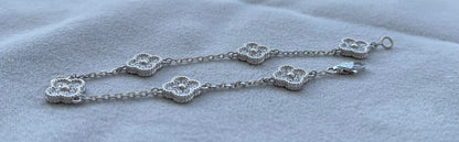 Van Cleef & Arpels Sweet Alhambra Diamond Pave 6 Motifs White Gold Bracelet