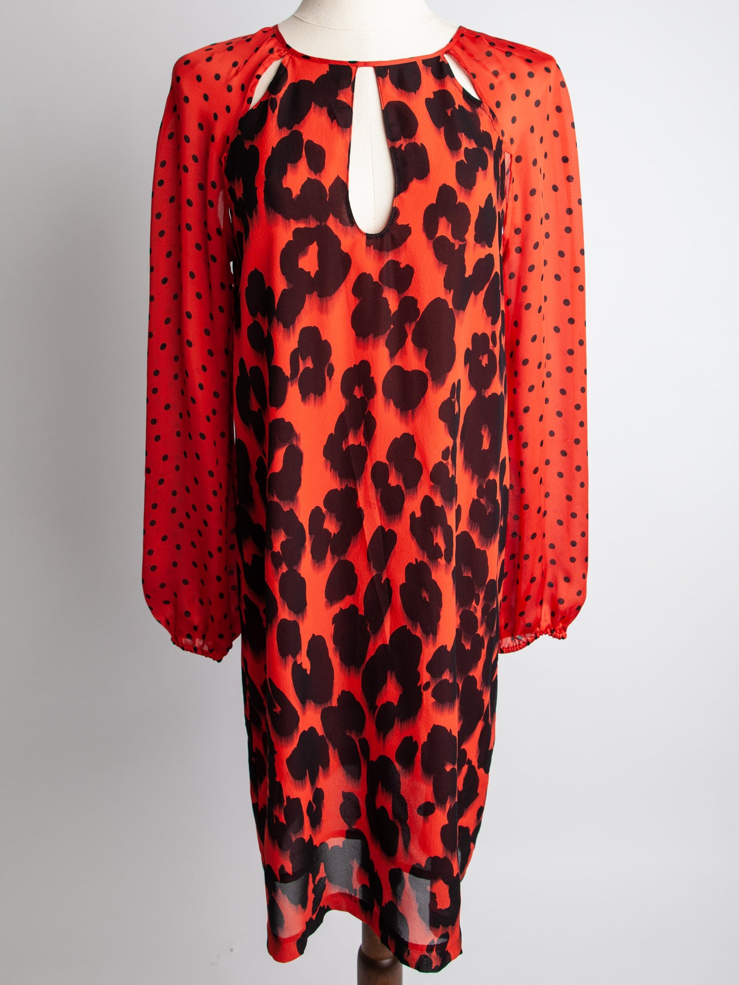 good moschino red animal print dress size m polyester