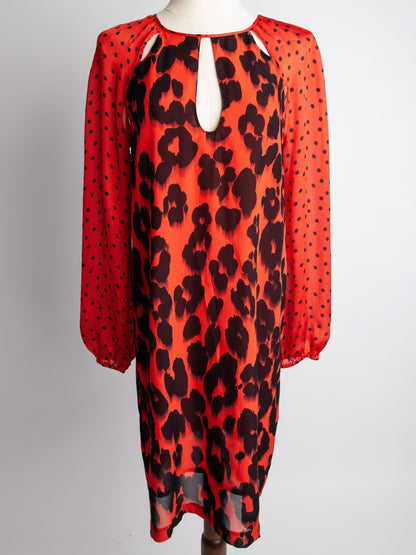 Good Moschino Red Animal Print Dress Size M Polyester