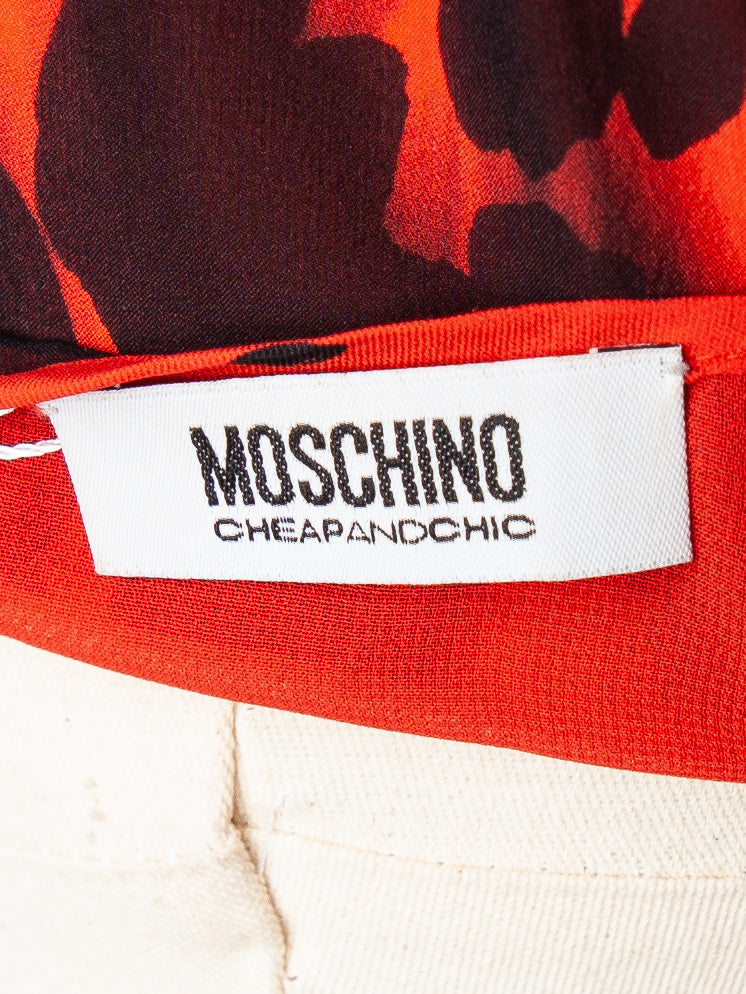 good moschino red animal print dress size m polyester