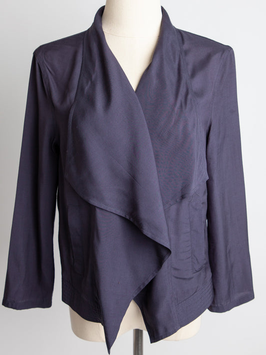 Good DKNY Women's Blue Viscose Jacket XS with Waterfall Collar