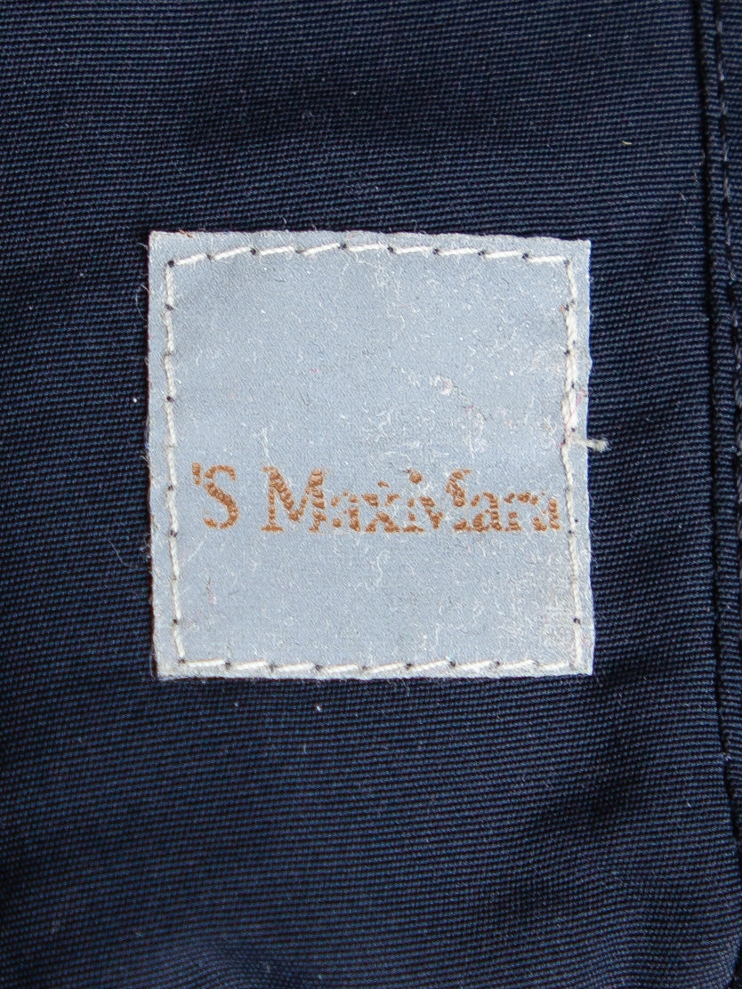 good max mara navy blue hooded coat size m polyester warm padded