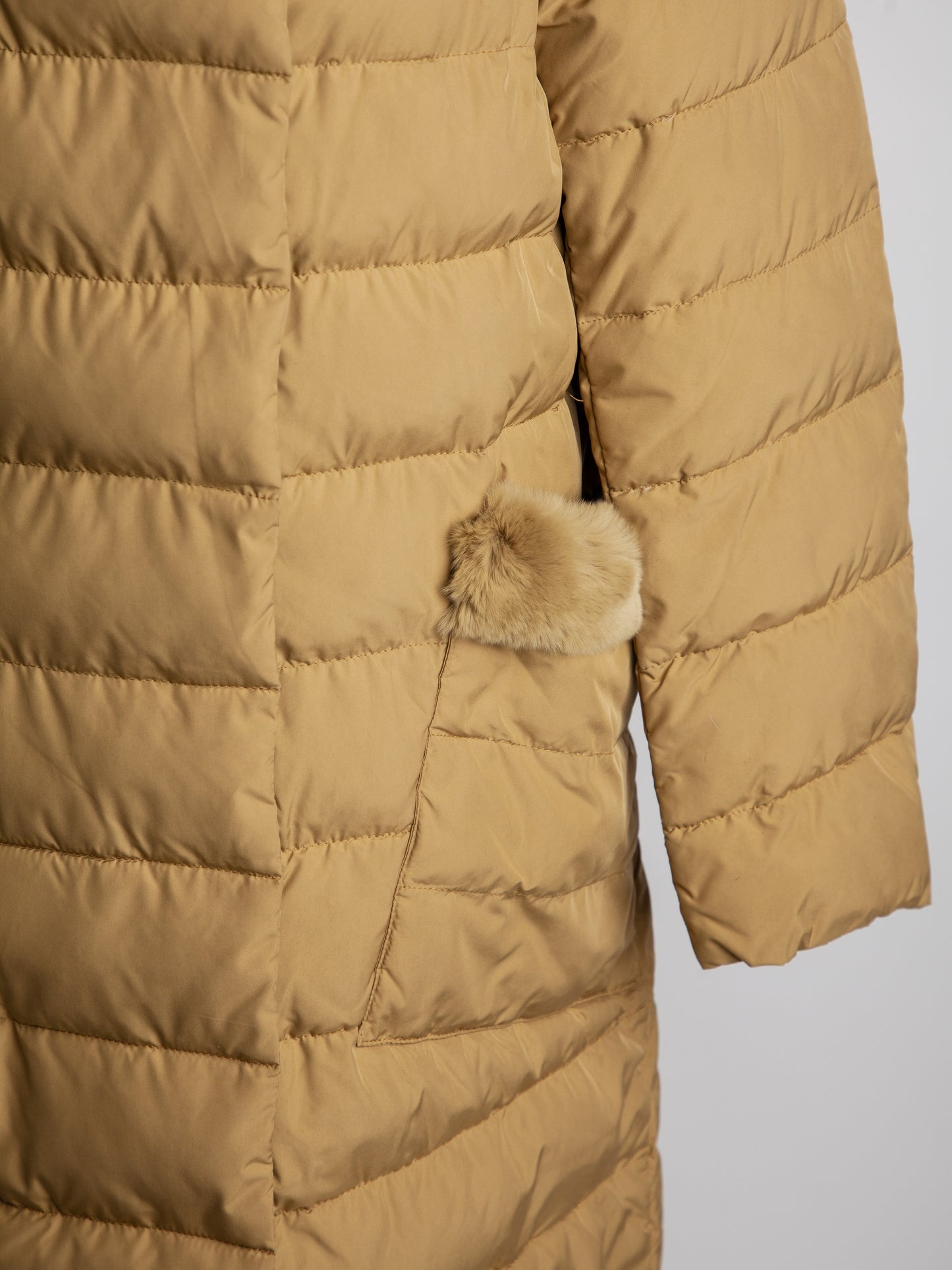 good pregio white polyester long puffer coat with hood xxs