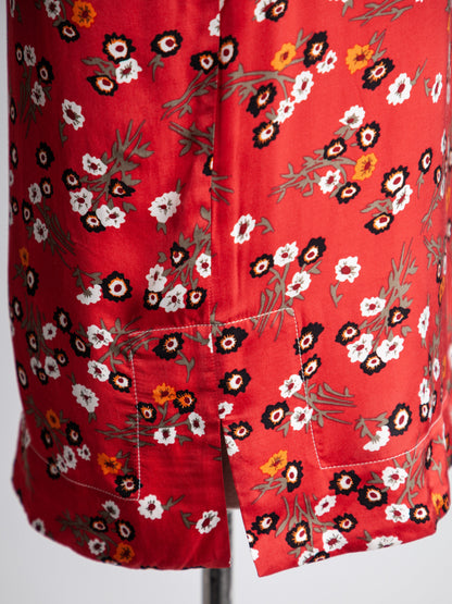 Good Maje Red Floral V-Neck Shirt Size L Viscose Women