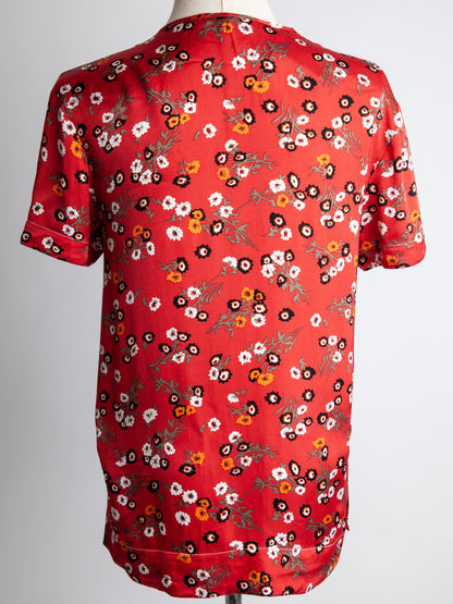 Good Maje Red Floral V-Neck Shirt Size L Viscose Women