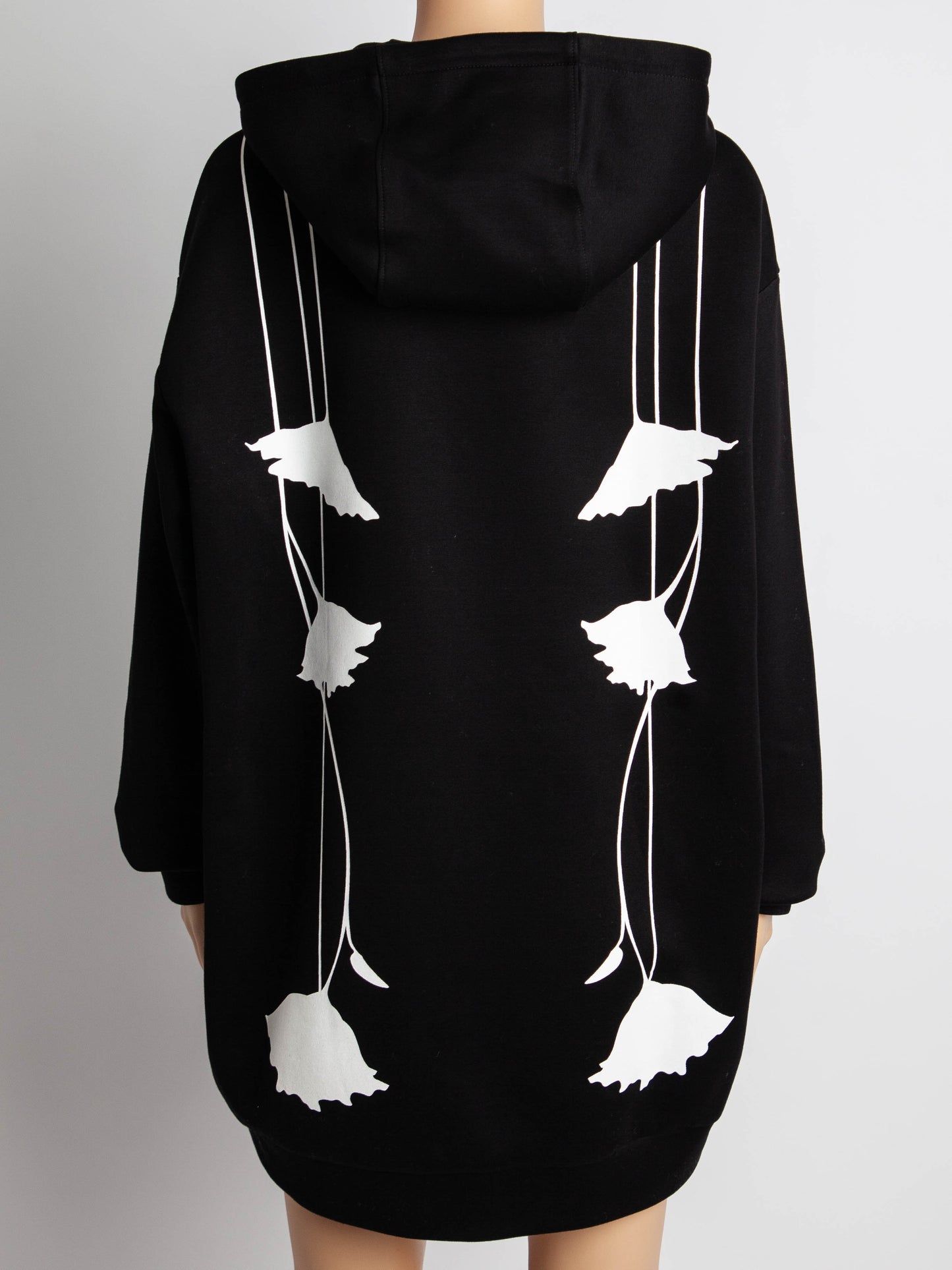 good prada black floral nylon hoodie dress size m women