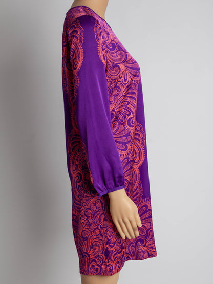 EXCELLENT Juicy Couture Purple Dress XXS Decorative Pattern