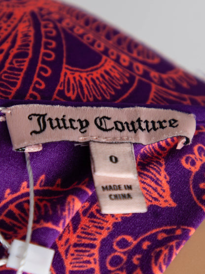 EXCELLENT Juicy Couture Purple Dress XXS Decorative Pattern