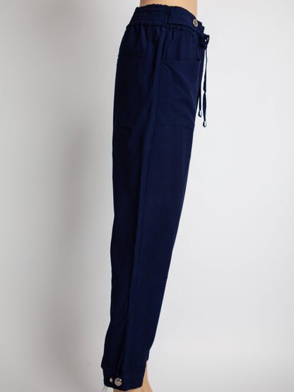 Good MaxCo Blue Viscose Pants with Drawstring Waist Size L