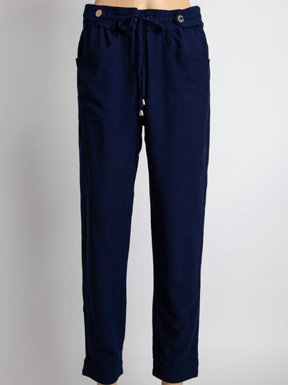 Good MaxCo Blue Viscose Pants with Drawstring Waist Size L