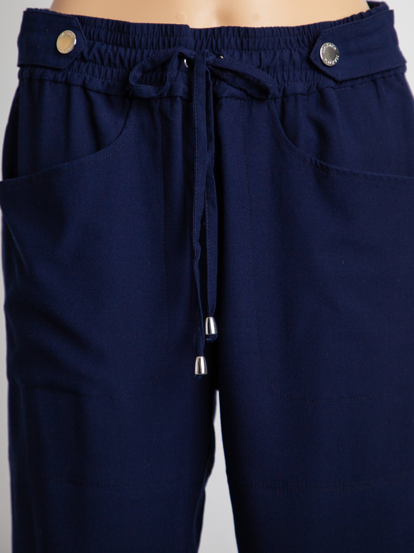 good maxco blue viscose pants with drawstring waist size l