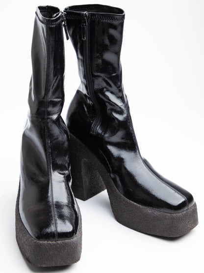 Average Condition Stella McCartney Black Leather Platform Boots