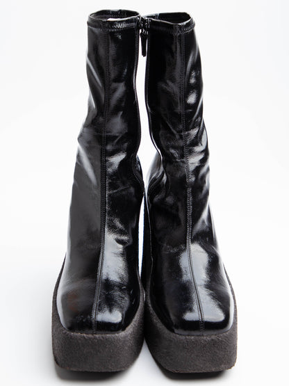Average Condition Stella McCartney Black Leather Platform Boots