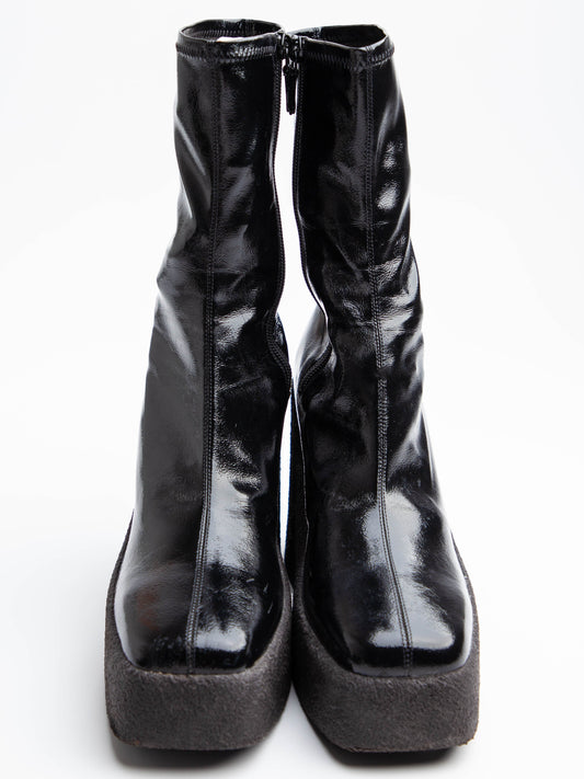 Average Condition Stella McCartney Black Leather Platform Boots
