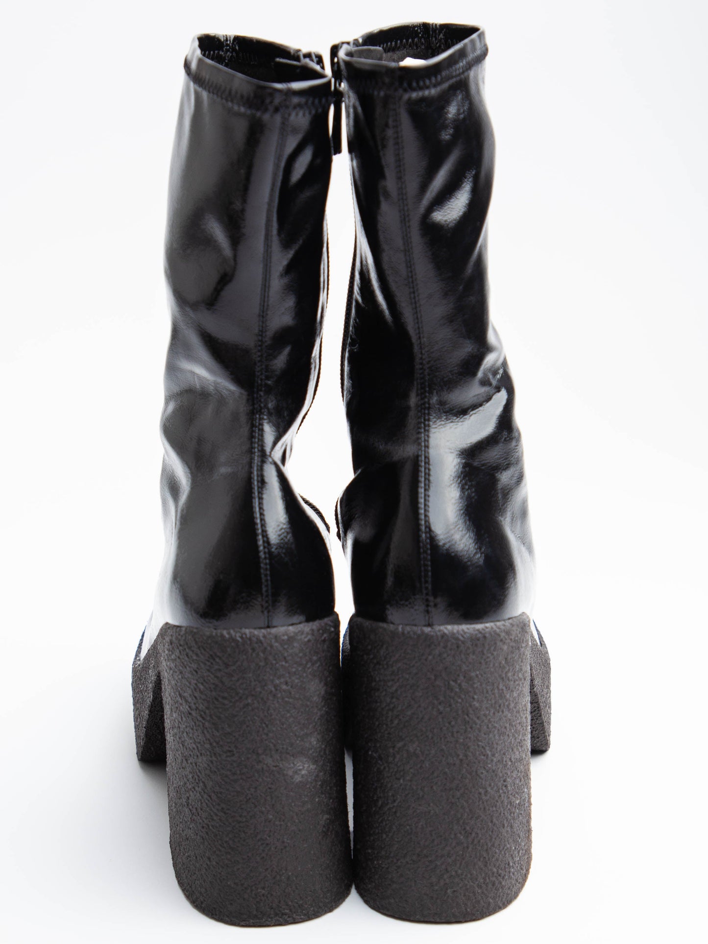 average condition stella mccartney black leather platform boots
