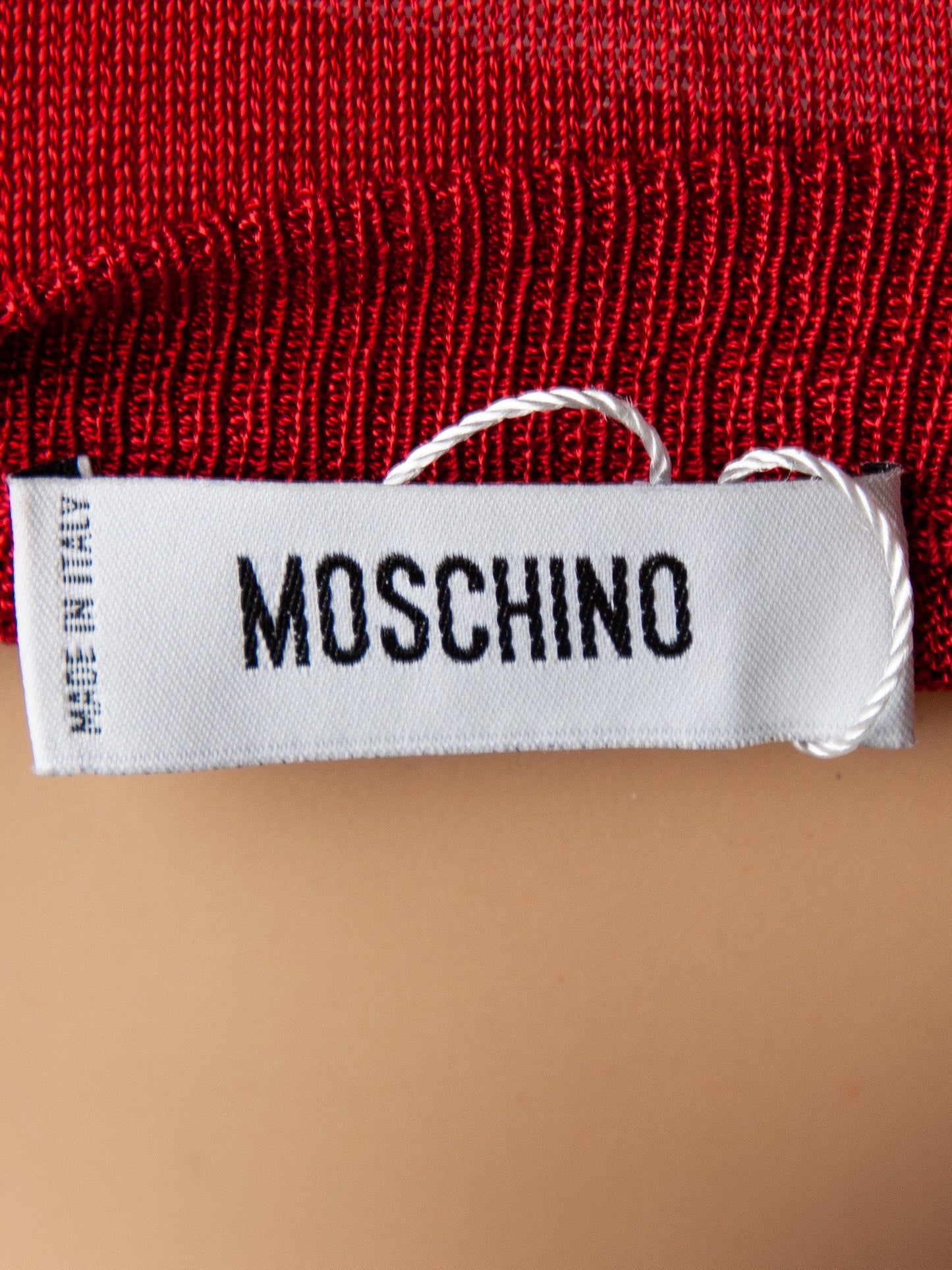 good moschino red short-sleeved cropped cardigan size xxs