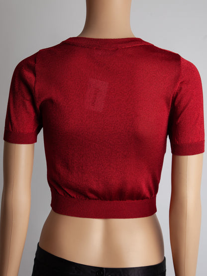 Good Moschino Red Short-Sleeved Cropped Cardigan Size XXS