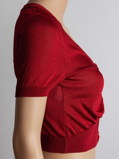 Good Moschino Red Short-Sleeved Cropped Cardigan Size XXS