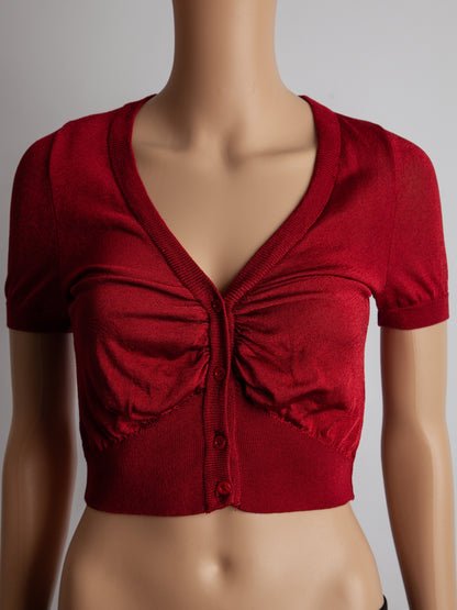 Good Moschino Red Short-Sleeved Cropped Cardigan Size XXS