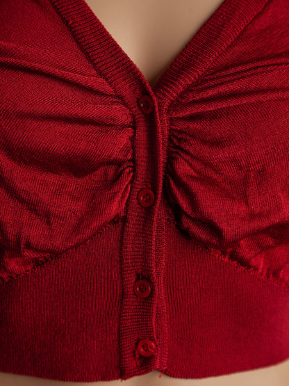 Good Moschino Red Short-Sleeved Cropped Cardigan Size XXS