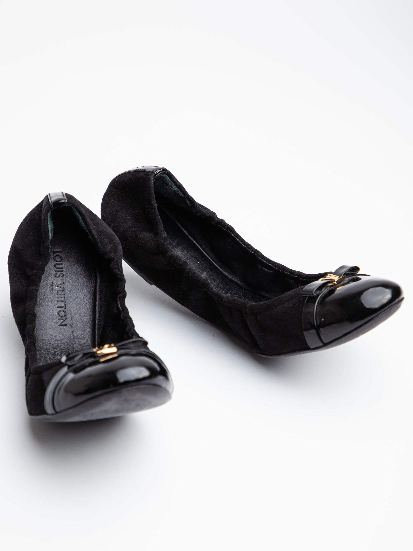average louis vuitton black velvet loafers size 37.5 with gold logo