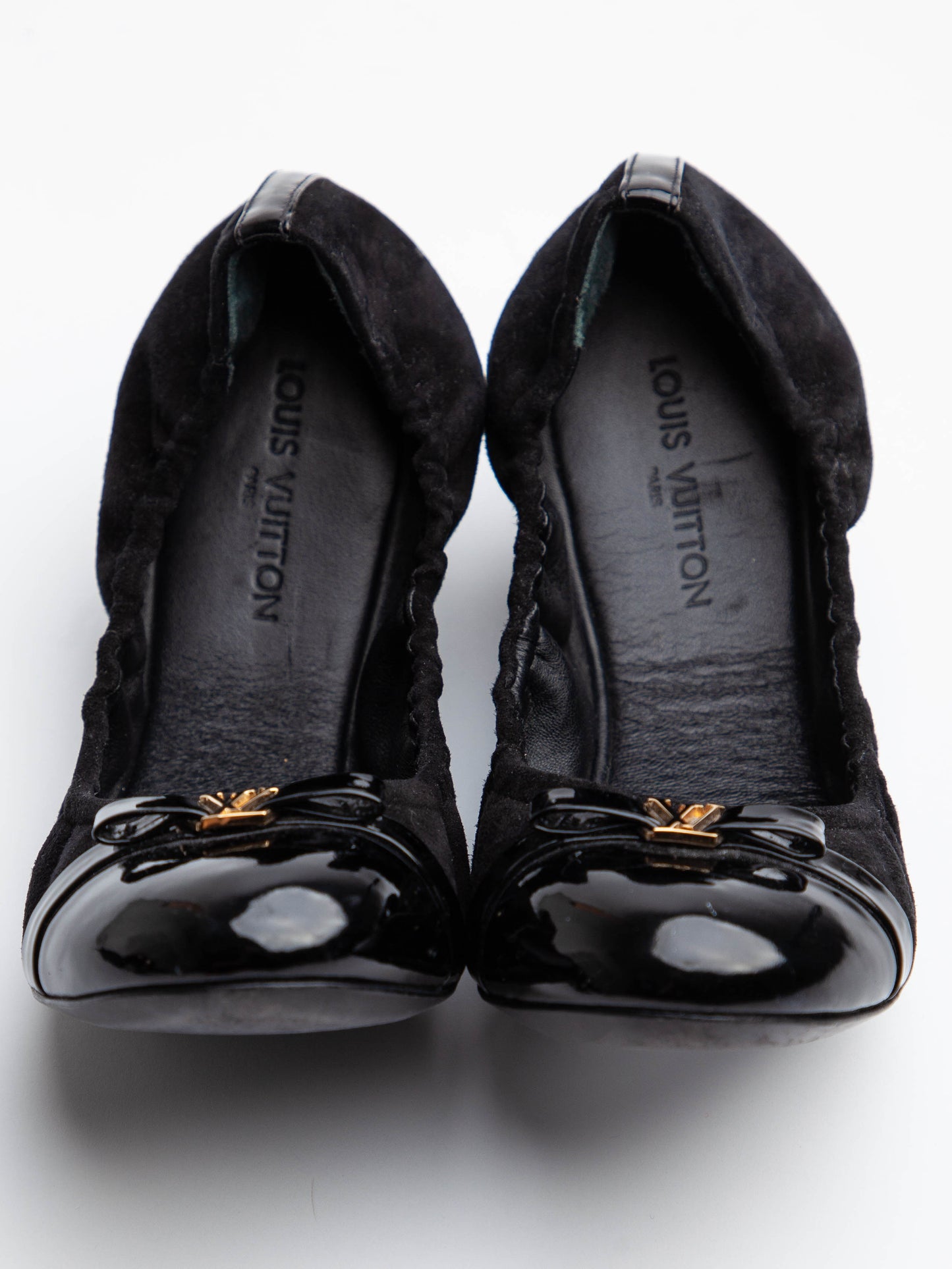 average louis vuitton black velvet loafers size 37.5 with gold logo