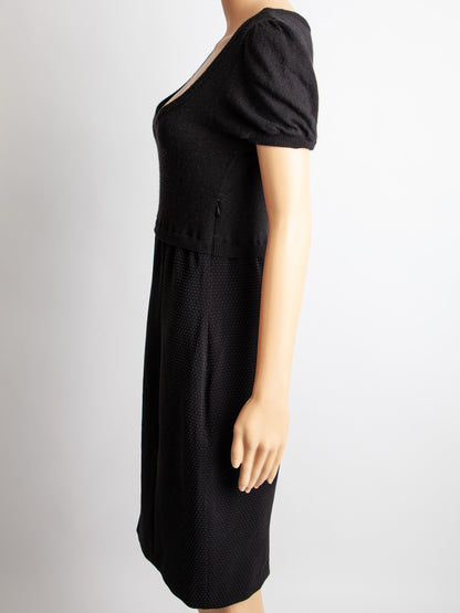Good Moschino Black Dress M Polyester Knitted Top with Dotted Skirt