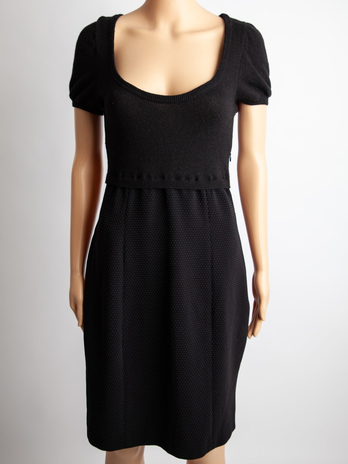 good moschino black dress m polyester knitted top with dotted skirt