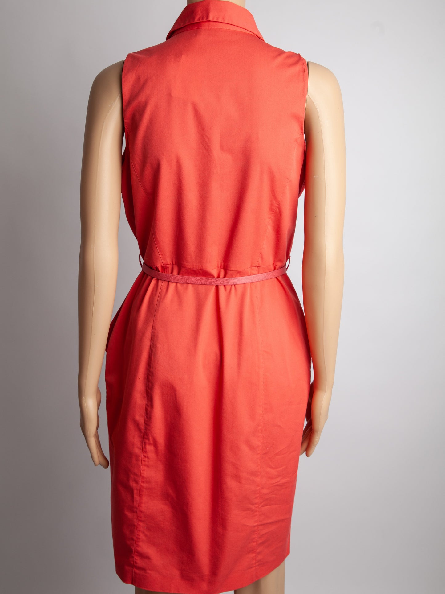 good elie tahari red cotton dress with collar & belt