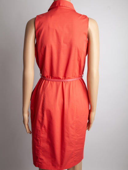 Good Elie Tahari Red Cotton Dress with Collar & Belt