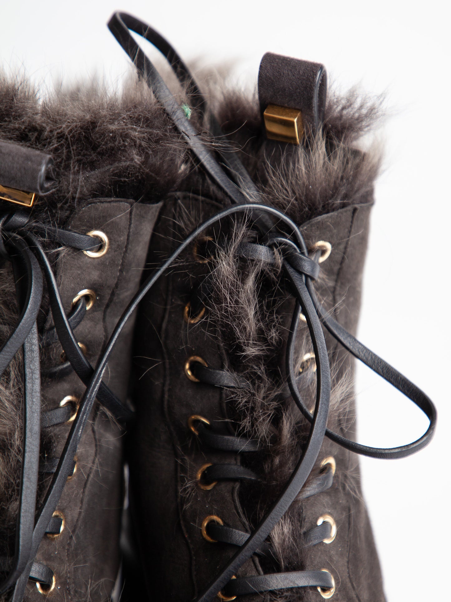good stuart weitzman black genuine suede lace-up boots size 39
