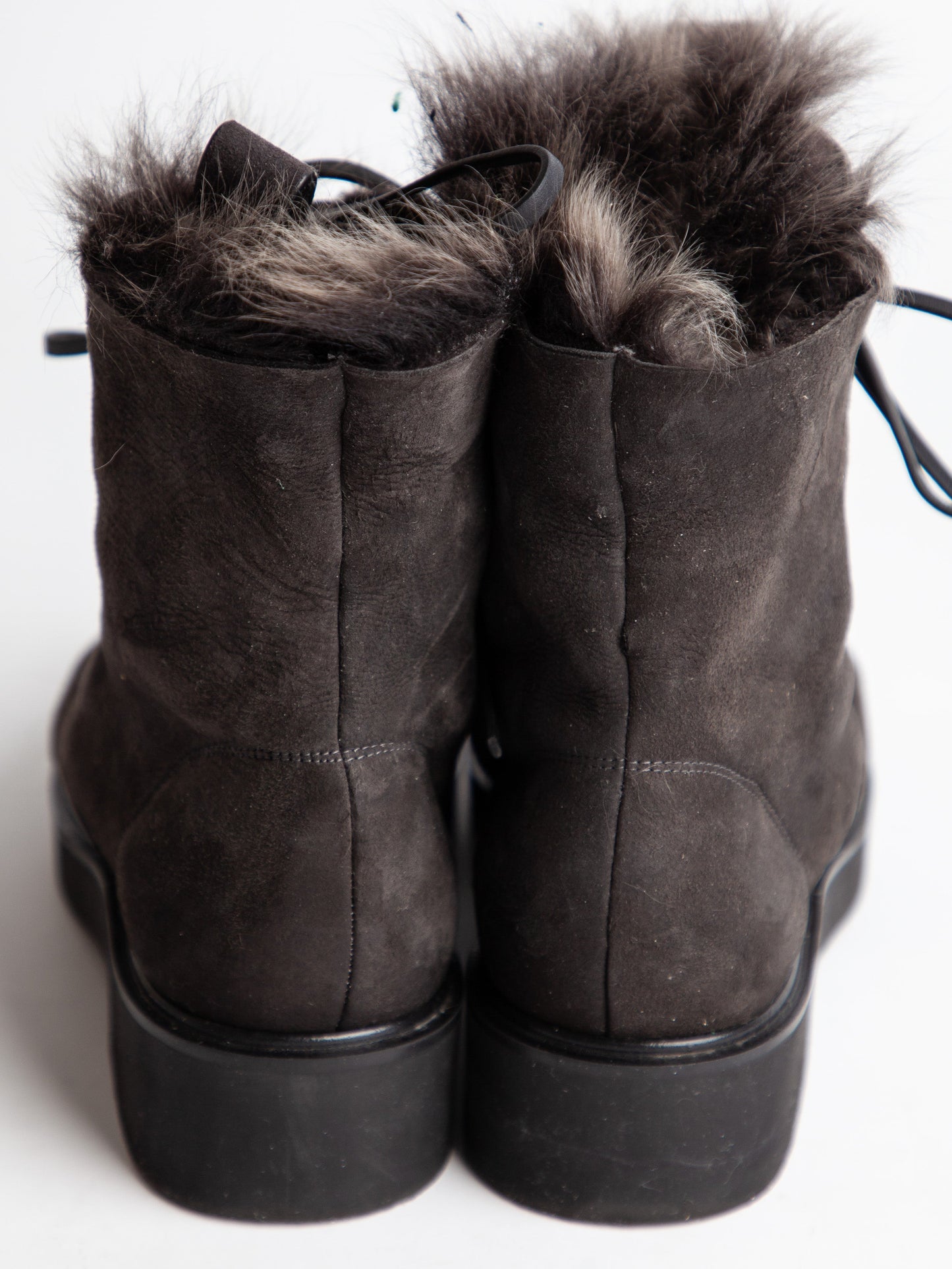 good stuart weitzman black genuine suede lace-up boots size 39